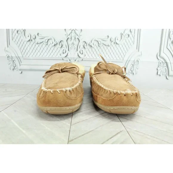 LL Bean Brown Suede Slip On Wicked Good Original Moccasin Slippers Size 9 M - Picture 4 of 9